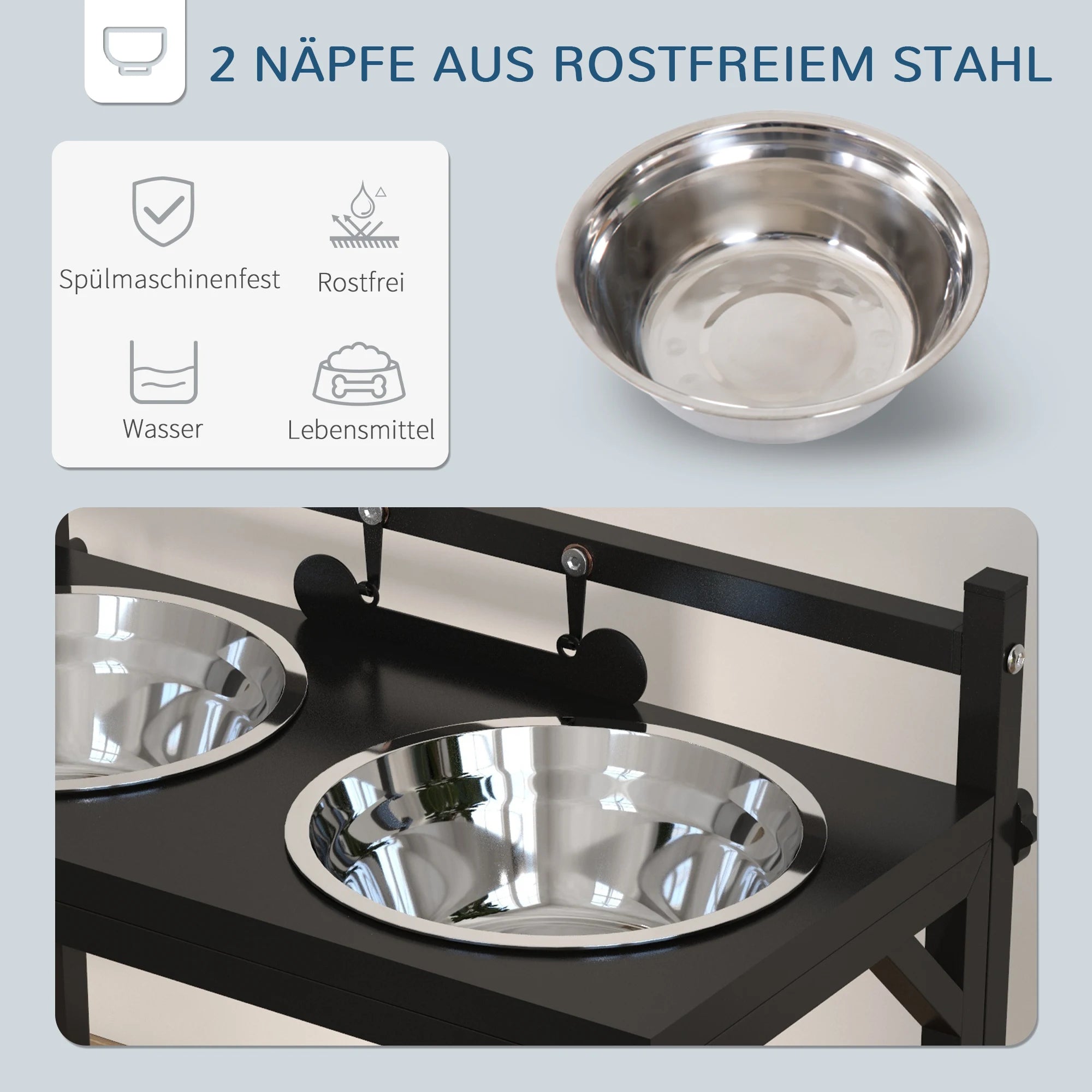 Höhenverstellbare Futterschale für Hunde