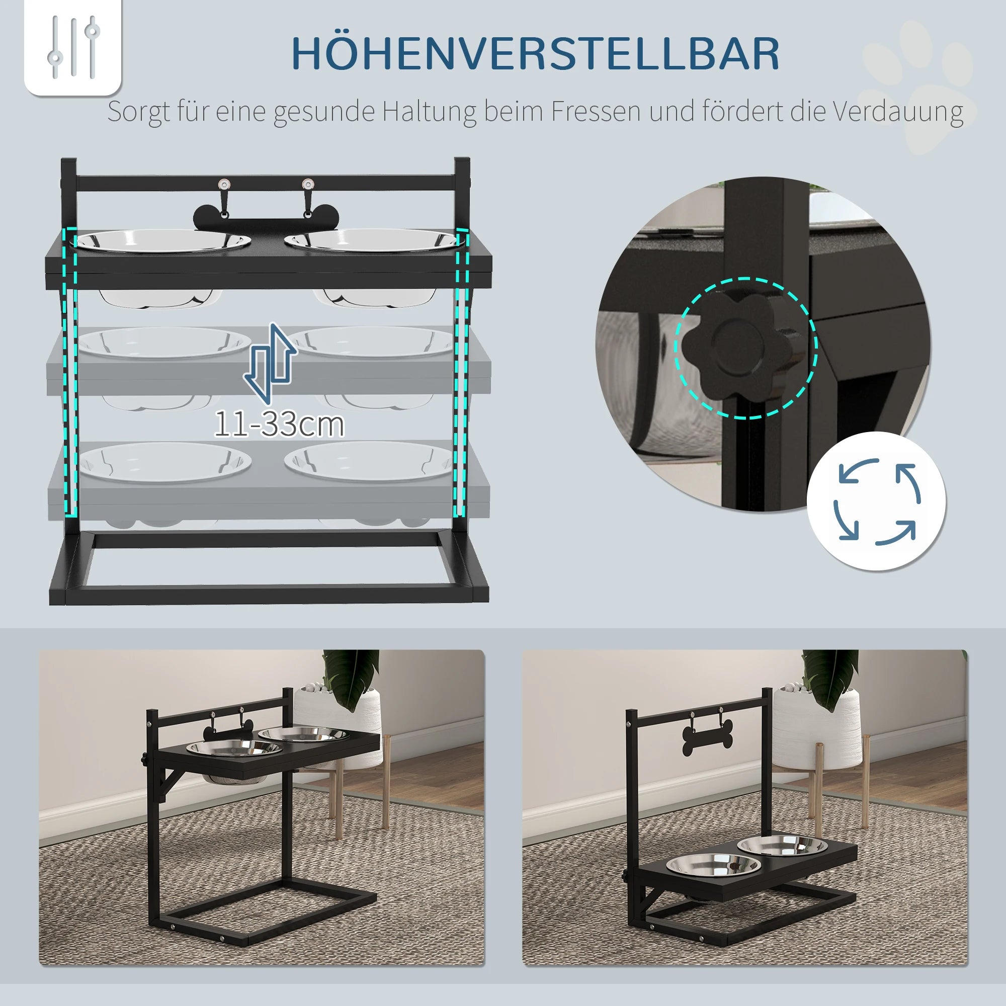 Höhenverstellbare Futterschale für Hunde