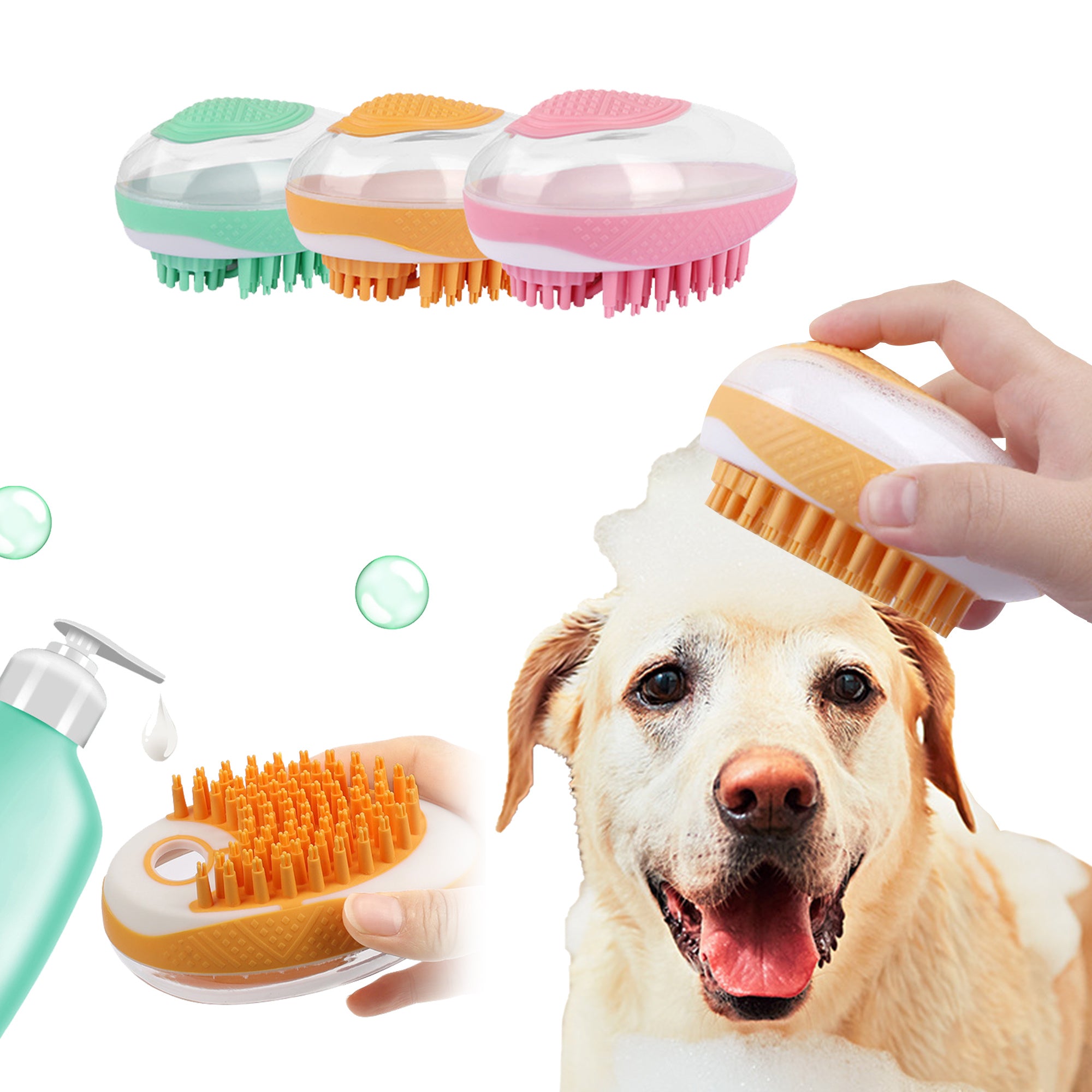 2-in-1 Silikon Bade- und Massagebürste für Haustiere