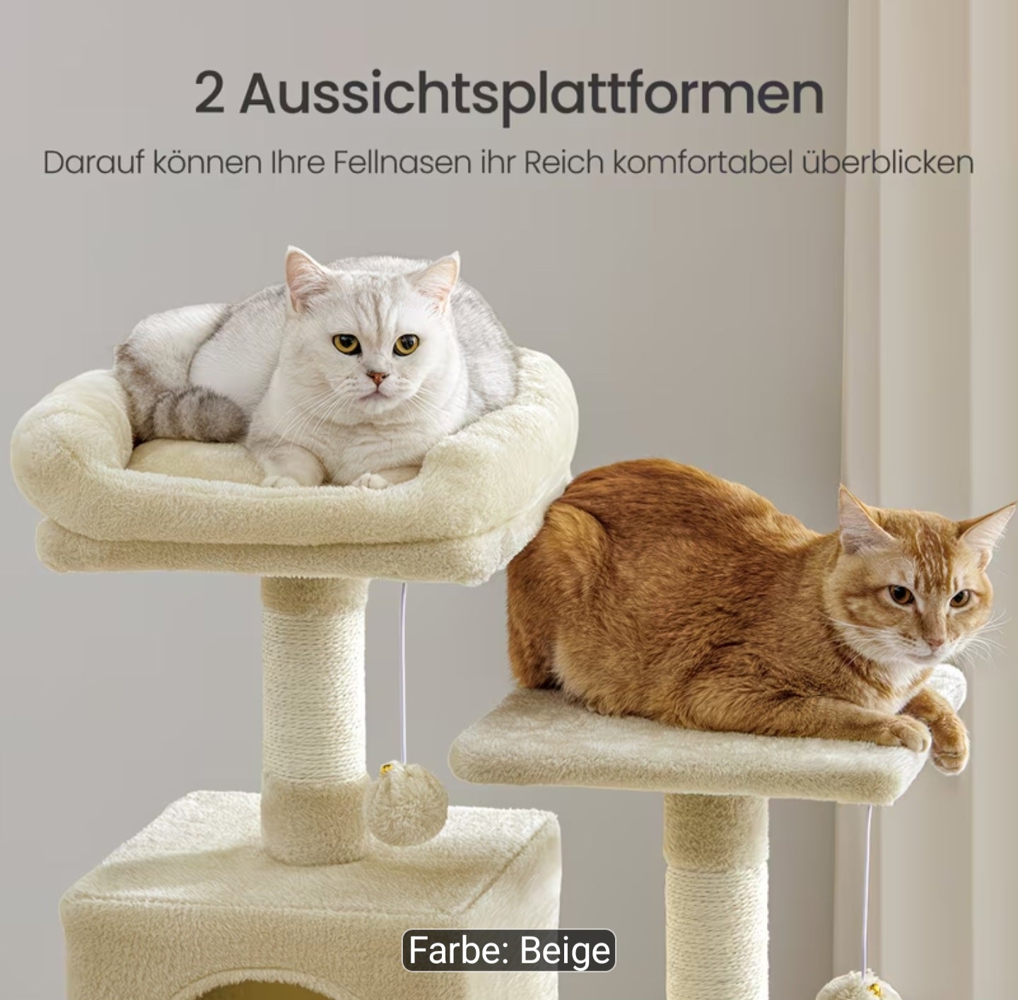 Pfotivo™ Kratzbaum „SkyLounge“ – Stabiler Katzen-Kletterturm mit Höhlen & Hängematte