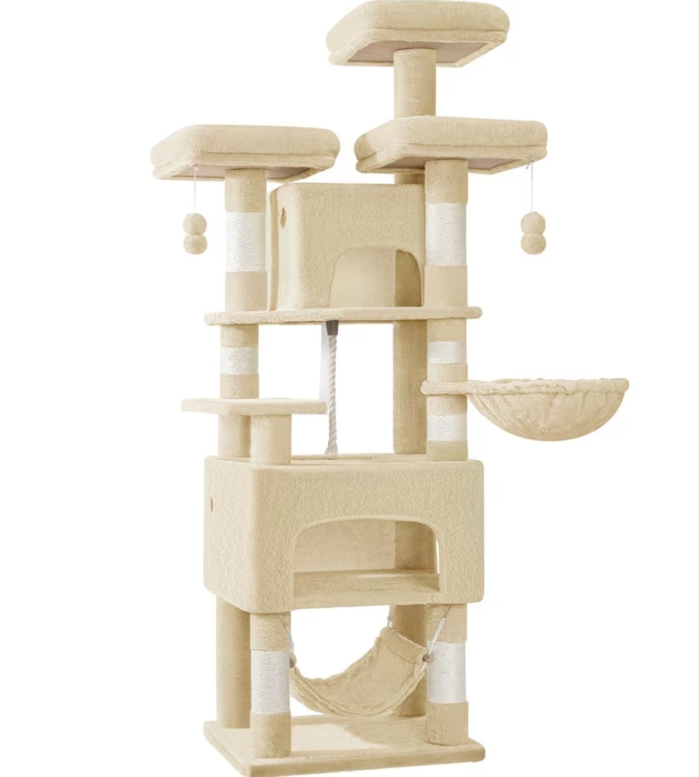 Pfotivo™ SkyClimb Katzenparadies – 7 Ebenen Kratzbaum mit Höhle & Hängematte