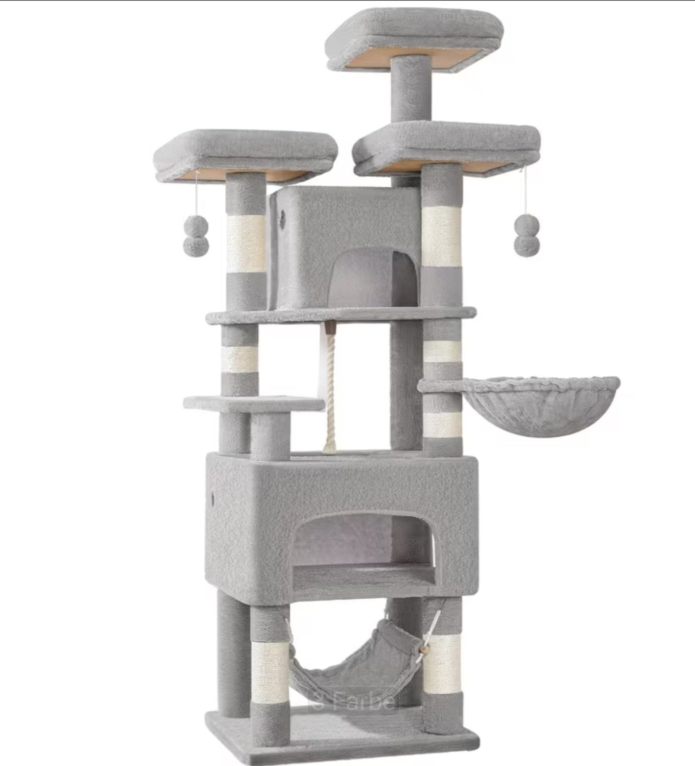 Pfotivo™ SkyClimb Katzenparadies – 7 Ebenen Kratzbaum mit Höhle & Hängematte