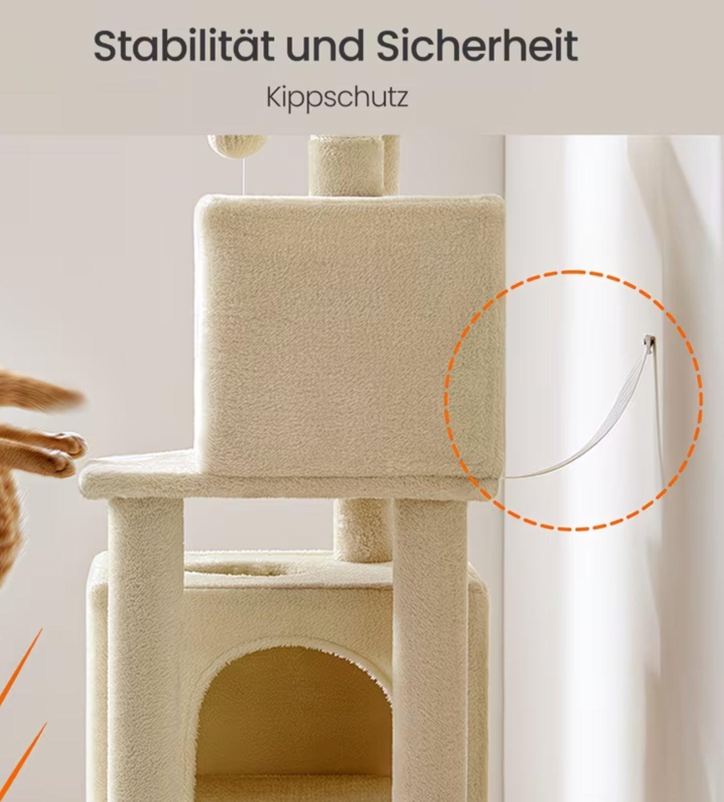 Pfotivo™ Kratzbaum „SkyLounge“ – Stabiler Katzen-Kletterturm mit Höhlen & Hängematte