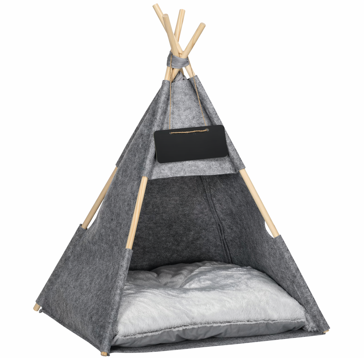CozyTent Katzenzelt – Kuscheliges Tipi mit Kissen & Holzgestell