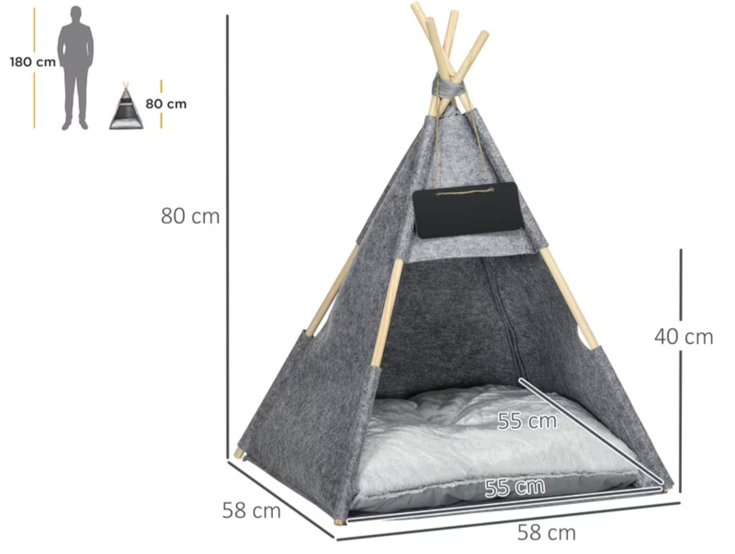 CozyTent Katzenzelt – Kuscheliges Tipi mit Kissen & Holzgestell