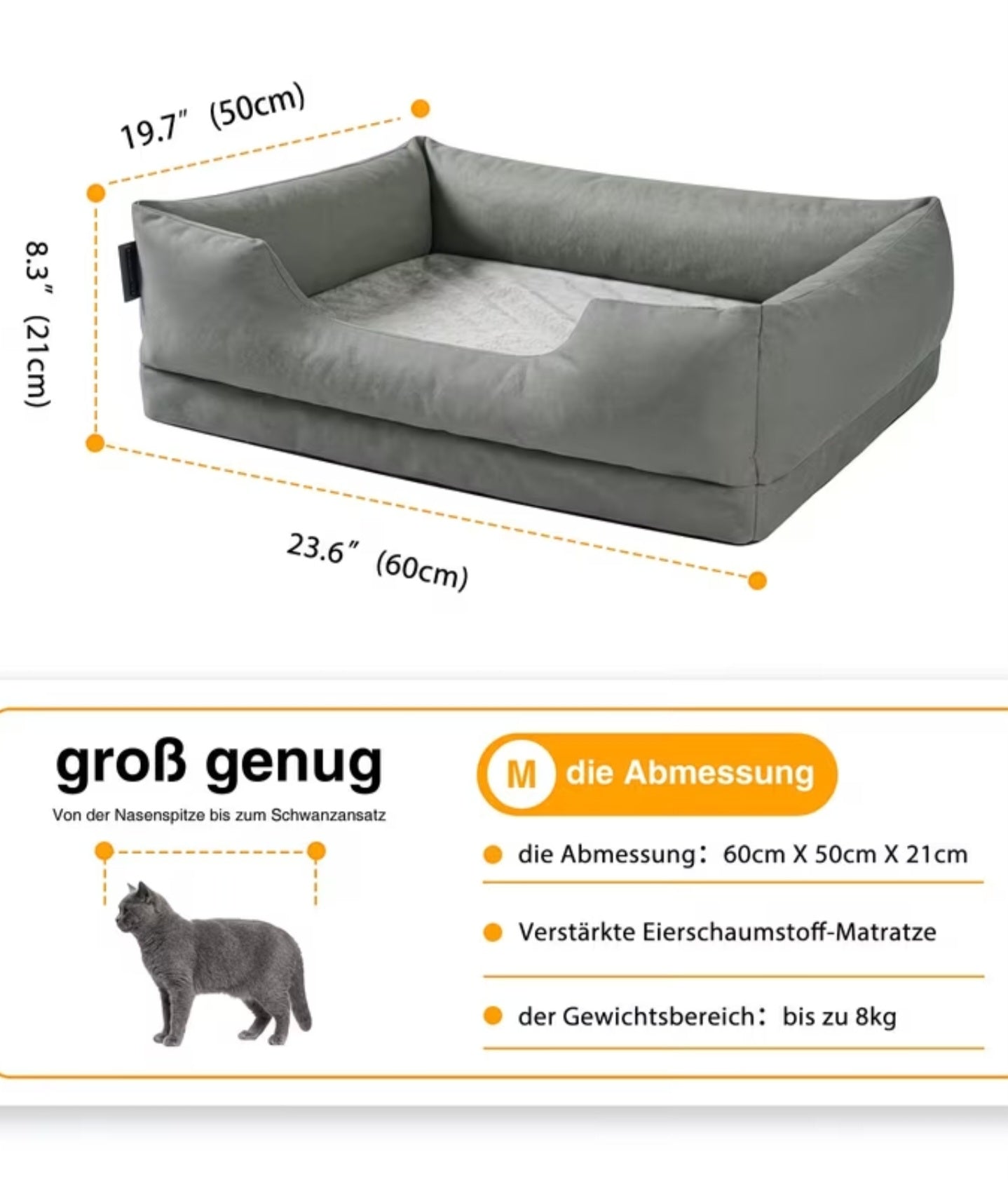 Pfotivo™ Katzenbett „DreamLounge“ - Orthopädisches Katzenbett mit Memory-Schaum & wasserabweisendem Bezug