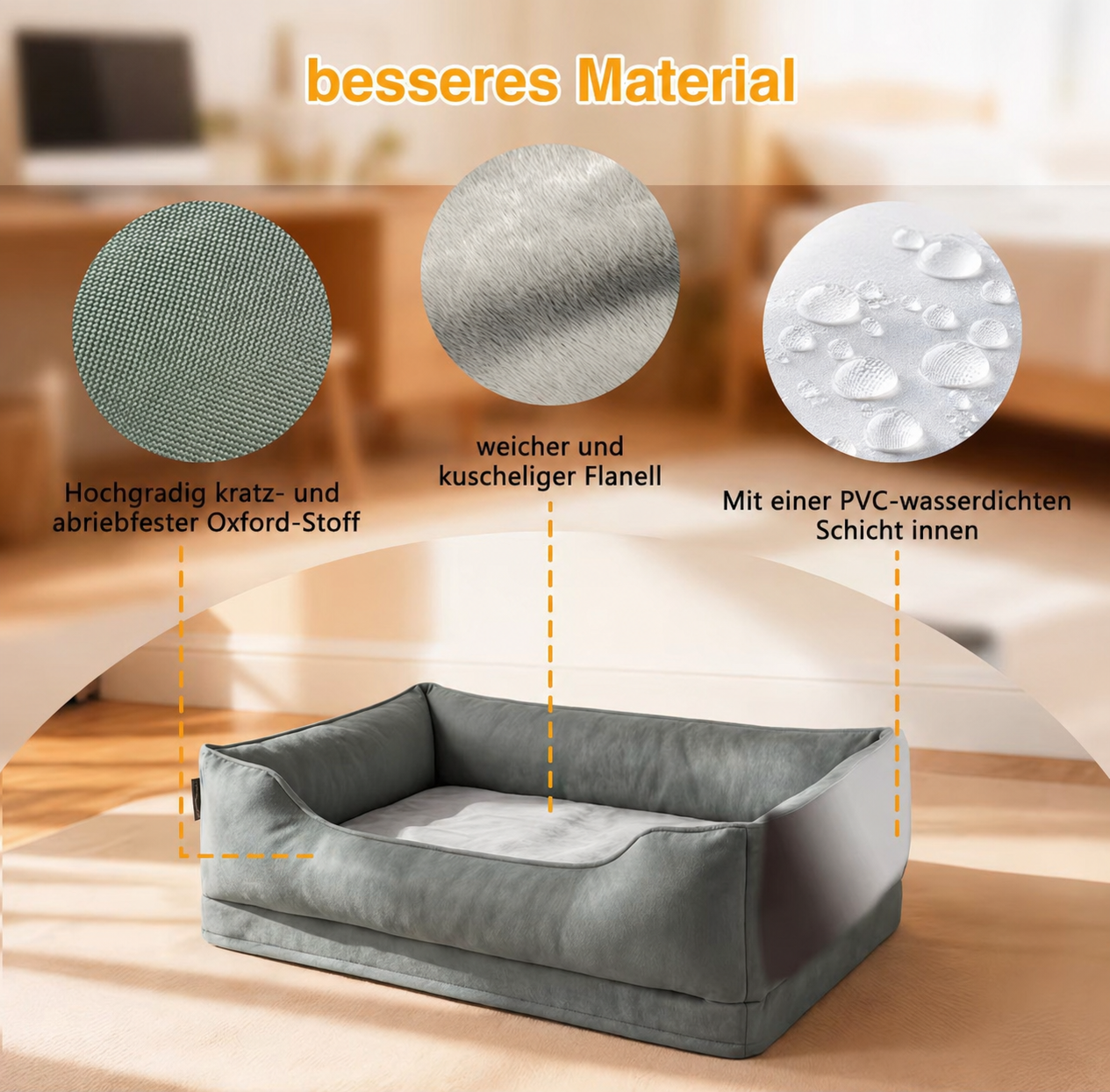 Pfotivo™ Katzenbett „DreamLounge“ - Orthopädisches Katzenbett mit Memory-Schaum & wasserabweisendem Bezug